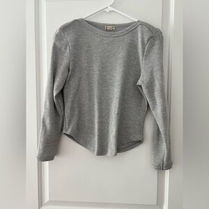 Gray Long Sleeve Ribbed crop Top